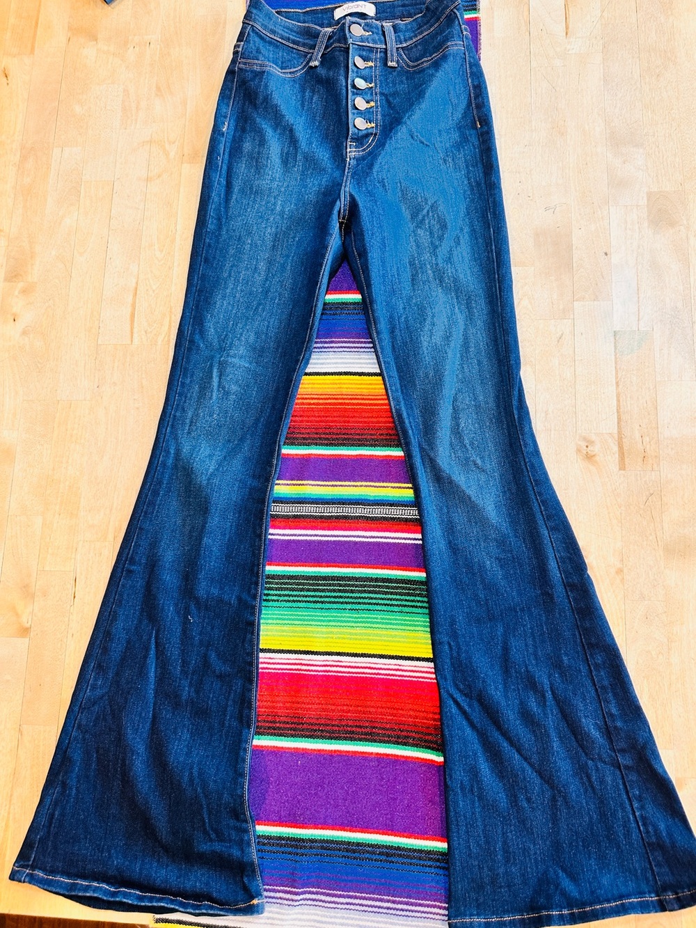 Vibrant Dark Blue High-Rise Flare Jeans